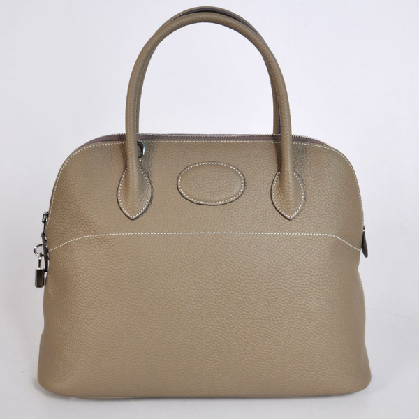 1037DG Hermes Bolide Bag in pelle 37 centimetri clemence in grigio scuro con